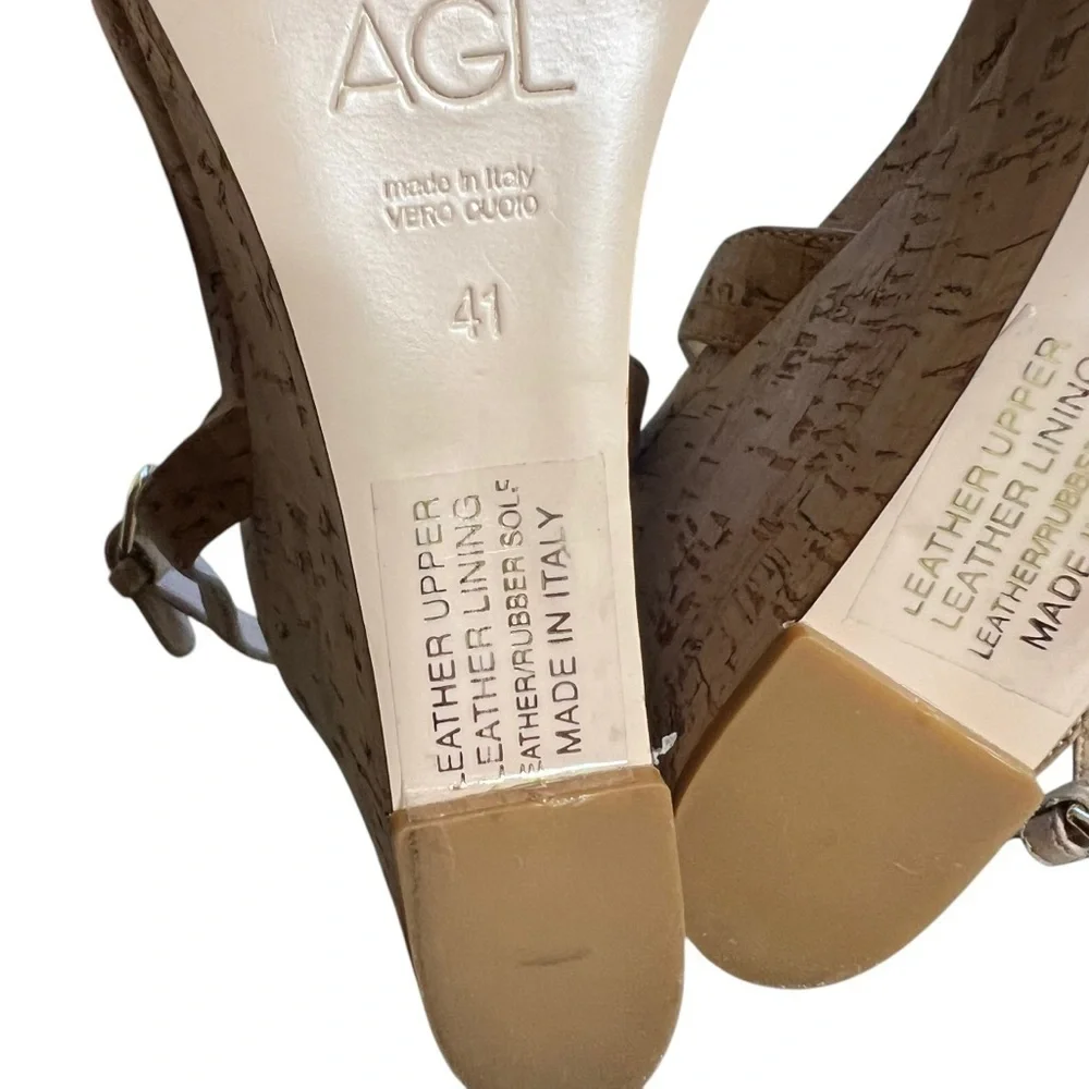 AGL Attilio Giusti Leombruni Demi Cork Wedge Sandals Size US 11